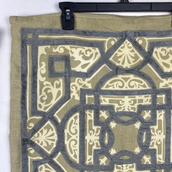 Z Gallerie Euro Pillow Cover Sham Set (2) Linen Cotton 22 X 22 Blue Taupe Cream - Picture 2 of 11